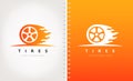 Wheel and fire logo vector. Car tire design. Royalty Free Stock Photo